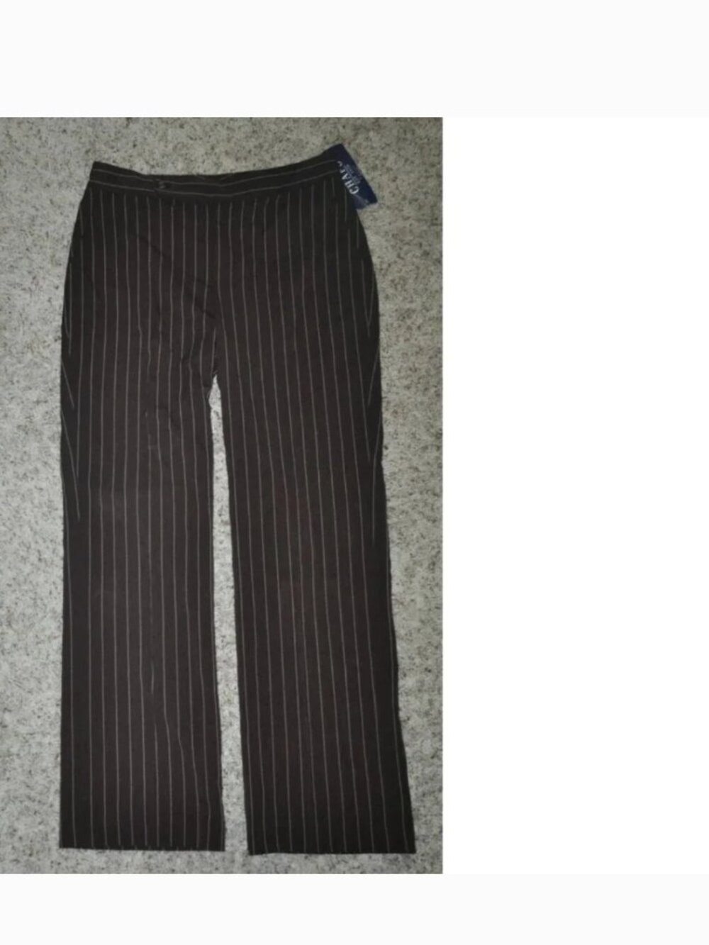 Chaps Dress Pants Womens 8P Brown Striped Straight Classic Midrise Flat Front